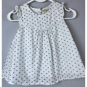 Matilda Jane Small Sz 8 Raised Dot Wht Ruffle Ctn Lined Embellished Aqua Buttons